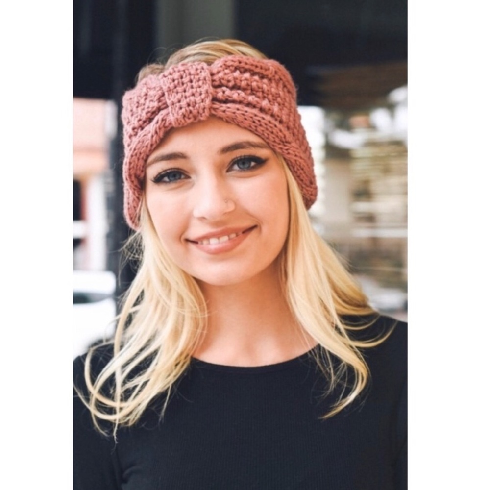 NEW Dusty Rose Chunky Knit Cable Headband